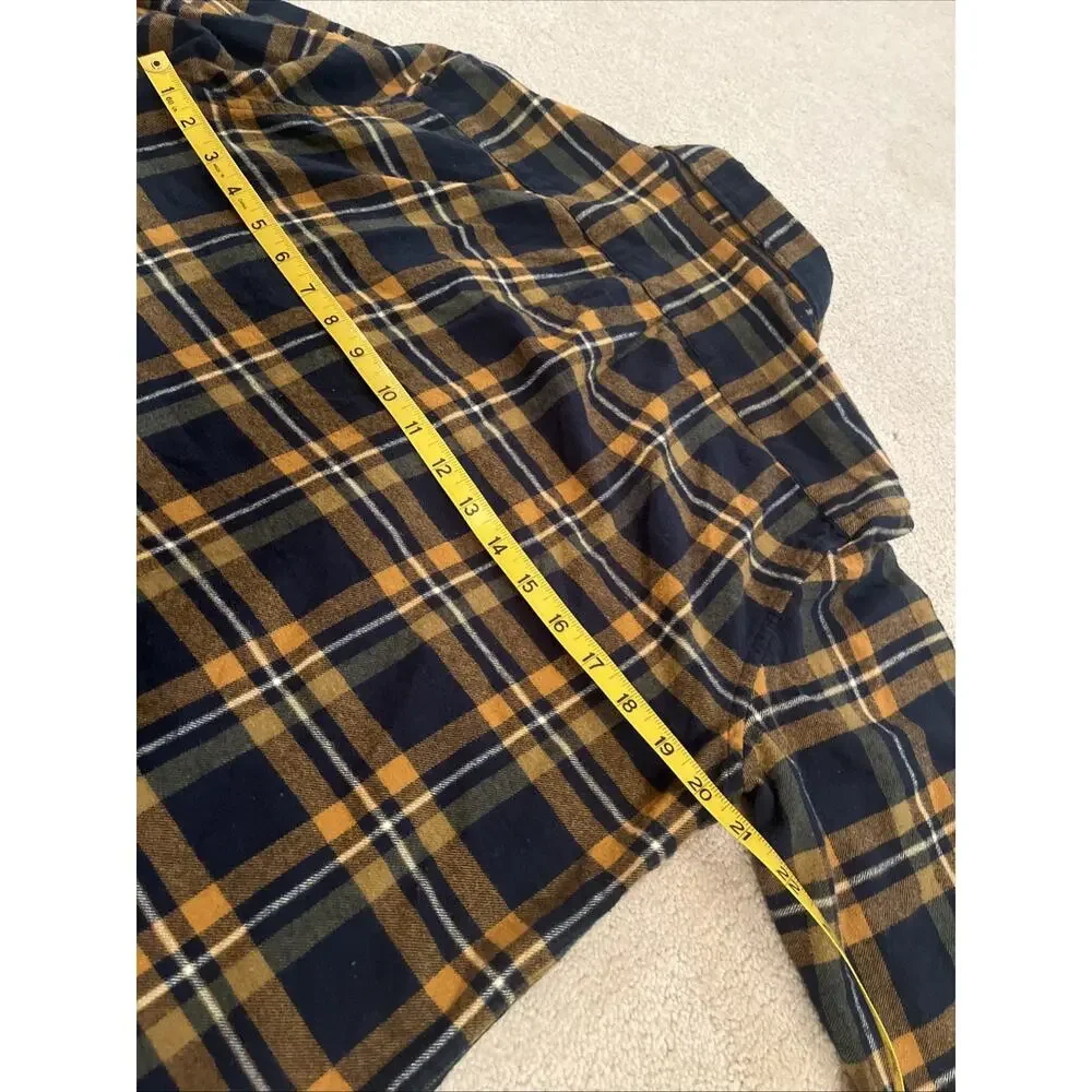 J. Crew Mens Flannel Shirt Blue/Brownish Orange Plaid Size Sm Classic Fit